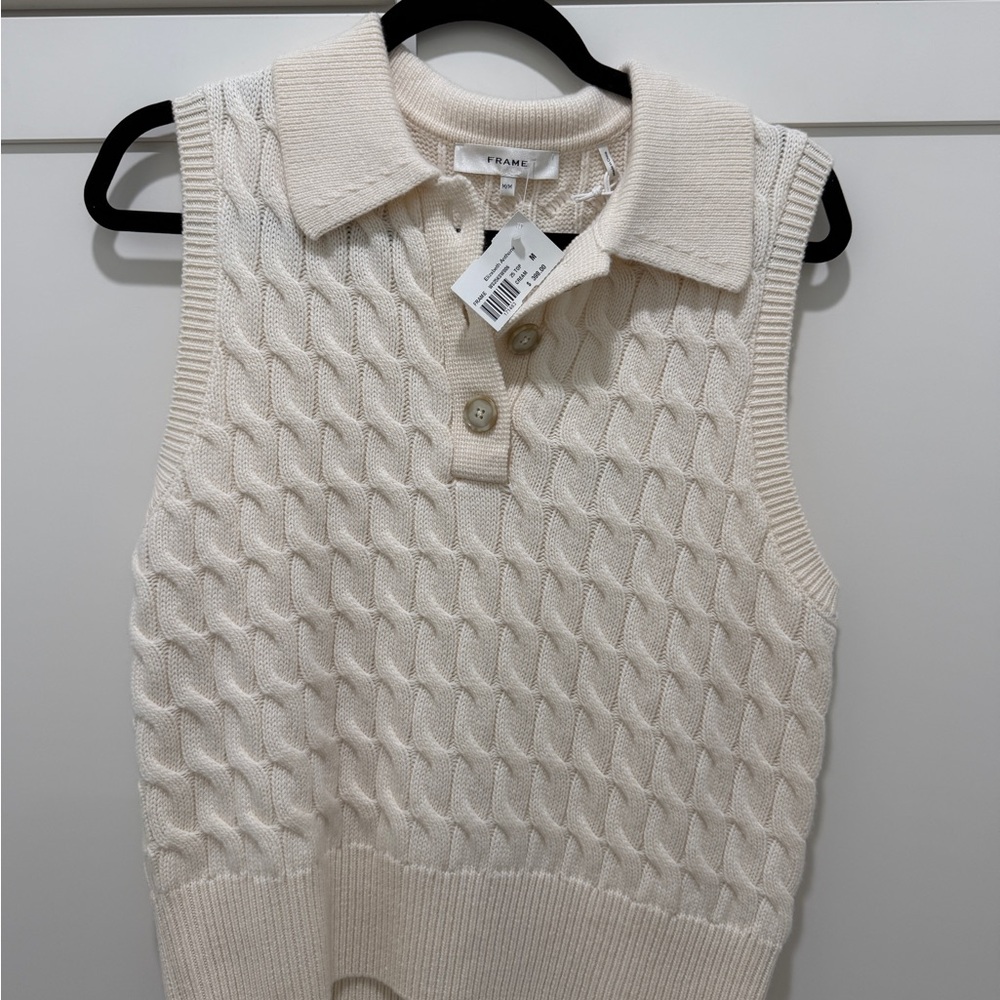 Frame Denim Women's V-Neck Cream Sweater Vest